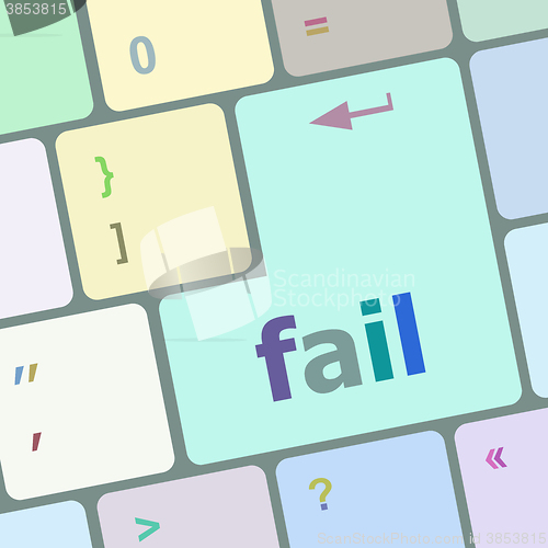 Image of fail word on key showing fail failure mistake or sorry concept vector illustration