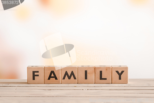 Image of Family sign on a living room table
