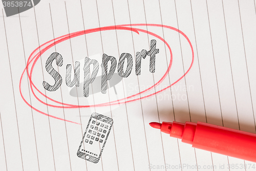 Image of Support note in a red drawn circle