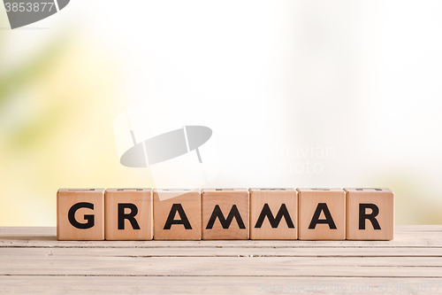 Image of Grammar sign on a school desk