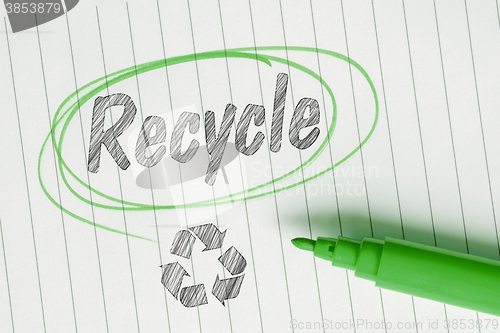 Image of Recycle paper note with a sketch