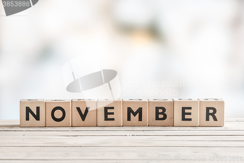 Image of November sign with wooden blocks