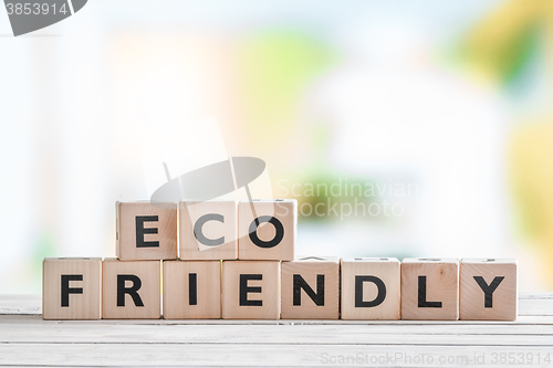Image of Eco friendly sign on a table