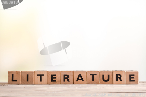 Image of Literature sign on a school table
