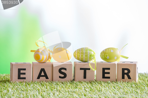 Image of Easter eggs on the word easter
