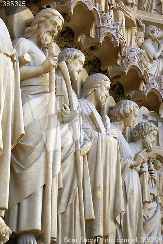 Image of Sculprures on the facade of Notre Dame de Paris