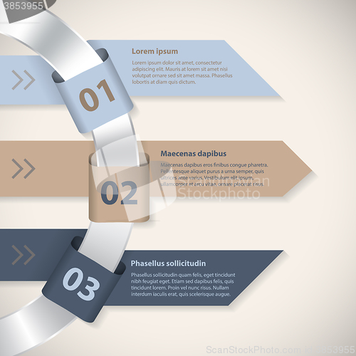 Image of Arrow ribbons around metallic ring infographic template