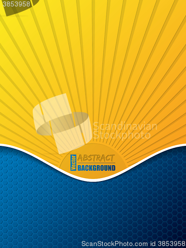 Image of Hexagon pattern business brochure with bursting sun silhouette