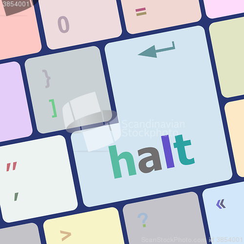 Image of halt keys on computer keyboard, business concept vector illustration