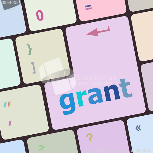 Image of Computer keyboard button with grant button vector illustration