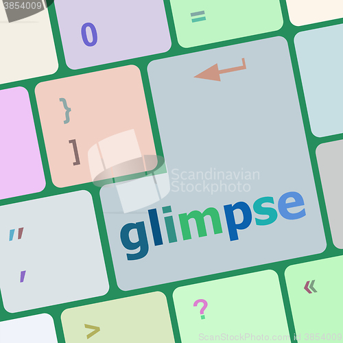 Image of glimpse word on keyboard key, notebook computer button vector illustration