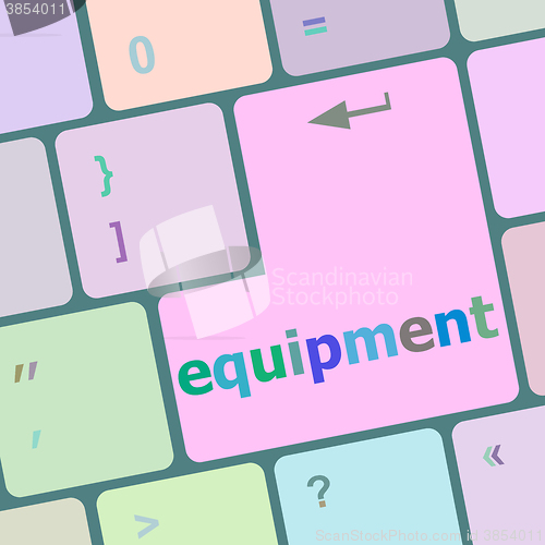 Image of Computer keyboard key with equipment word vector illustration