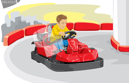 Image of Boy driving go kart