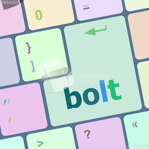 Image of bolt word on keyboard key, notebook computer button vector illustration