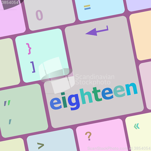 Image of enter keyboard key with eighteen button vector illustration