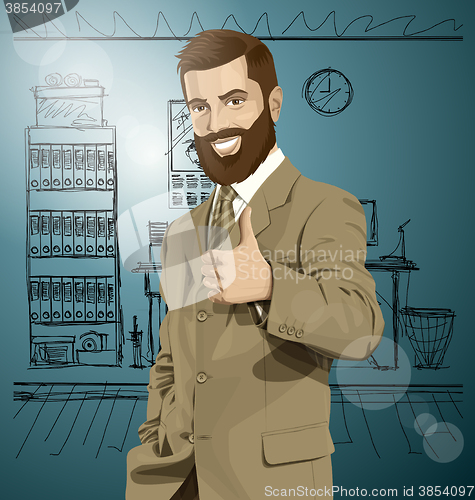 Image of Vector Business Man With Beard Shows Well Done