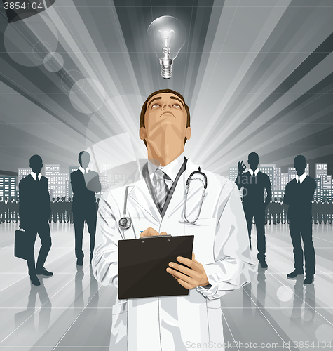 Image of Vector Doctor Man With Clipboard