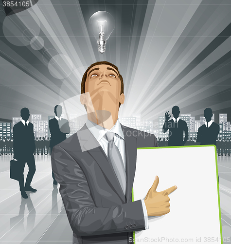 Image of Vector Businessman With Empty Write Board