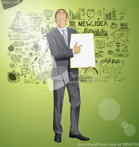 Image of Vector Businessman With Empty Write Board
