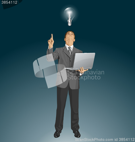 Image of Vector Business Man Shows Something With Finger