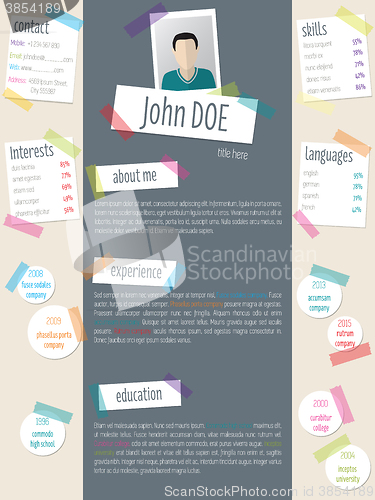 Image of Modern resume cv template with tapes and post its