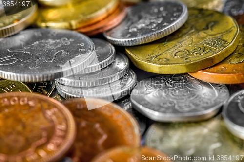 Image of Collection of various international coins closeup