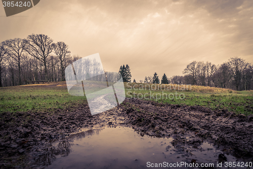 Image of Puddle at a muddy road