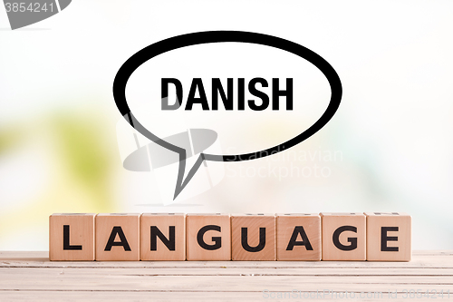 Image of Danish language lesson sign on a table