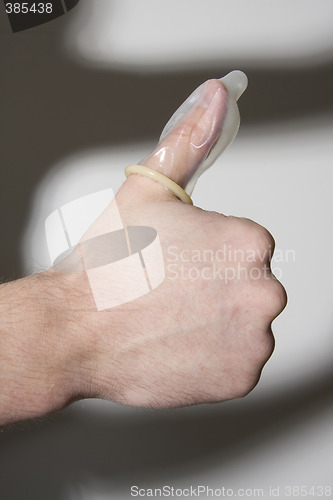 Image of hand holding condom