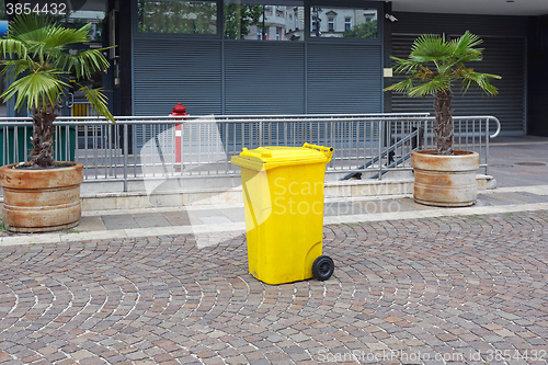 Image of Yellow Plastic Garbage Bin