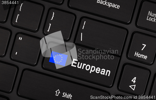 Image of Enter button with flag EU - Concept of language