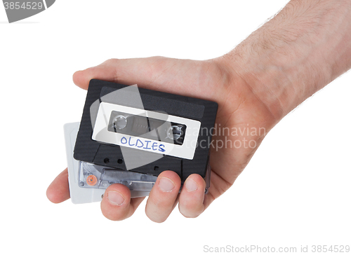 Image of Vintage audio cassette tape, isolated on white background