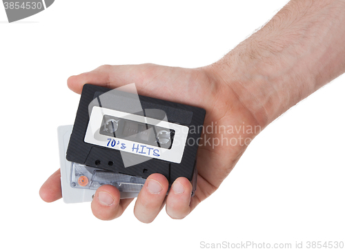 Image of Vintage audio cassette tape, isolated on white background