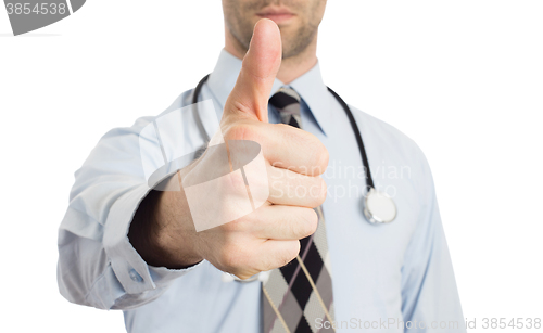 Image of Male doctor showing thumbs up
