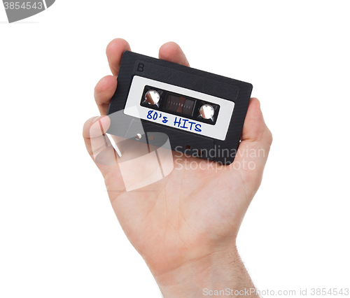 Image of Vintage audio cassette tape, isolated on white background