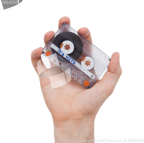 Image of Vintage audio cassette tape, isolated on white background