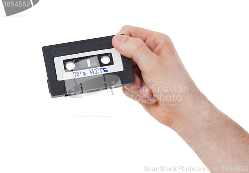 Image of Vintage audio cassette tape, isolated on white background