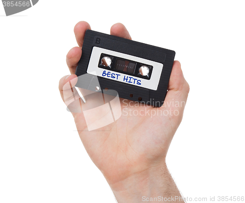 Image of Vintage audio cassette tape, isolated on white background