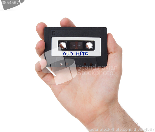 Image of Vintage audio cassette tape, isolated on white background