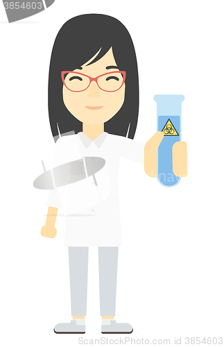 Image of Laboratory assistant with test tube.