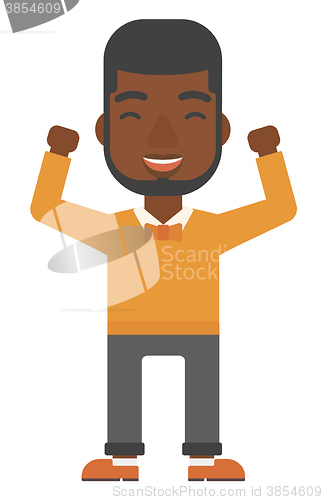 Image of Man with raised hands up.