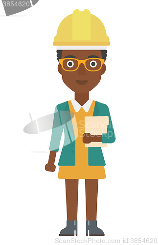 Image of Woman holding tablet.