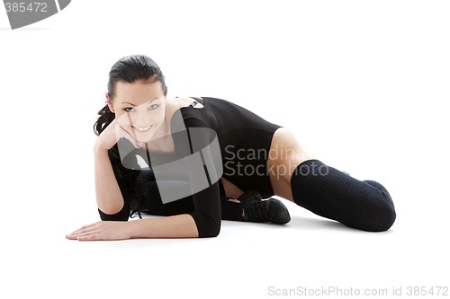 Image of sporty girl in black leotard