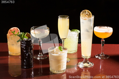 Image of set of different cocktails