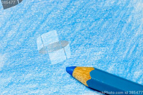 Image of Blue color pencil with coloring

