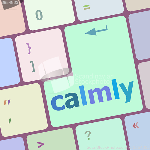 Image of calmly key on computer keyboard button vector illustration