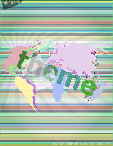 Image of theme word, backgrounds touch screen with transparent buttons. concept of a modern internet vector illustration