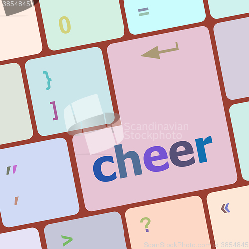 Image of cheer word on keyboard key, notebook computer button vector illustration