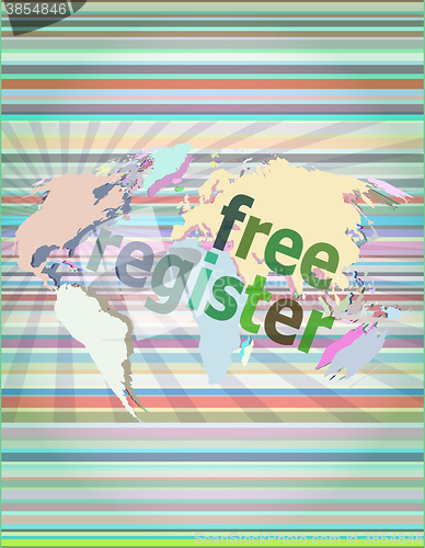 Image of digital background with free registration word. global internet concept vector illustration