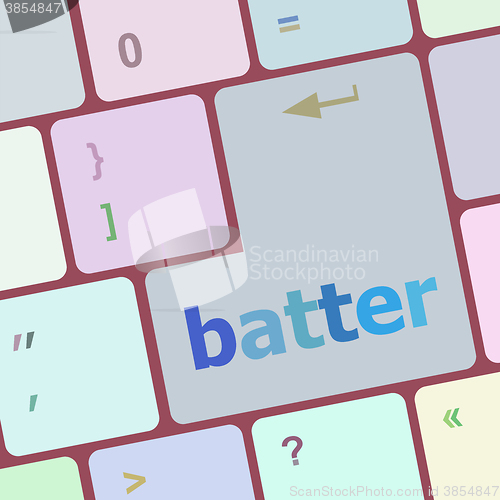 Image of batter word on keyboard key, notebook computer button vector illustration